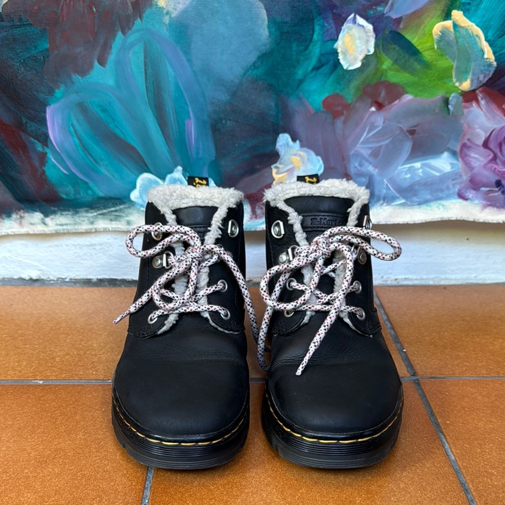 Dr. Martens Black Boots with Shearling Lining